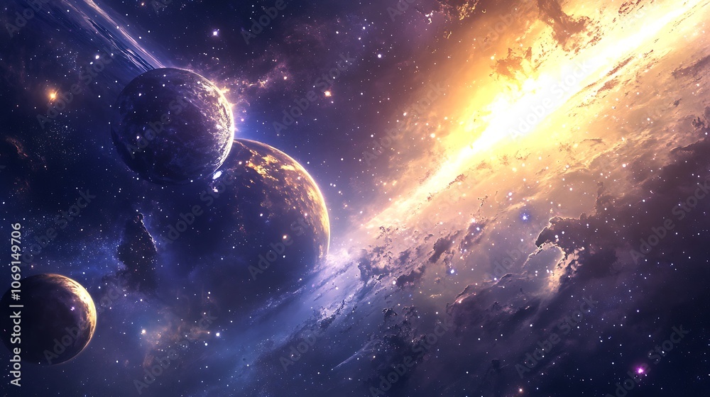 Fototapeta premium High definition digital art showcasing a breathtaking galaxy scene image