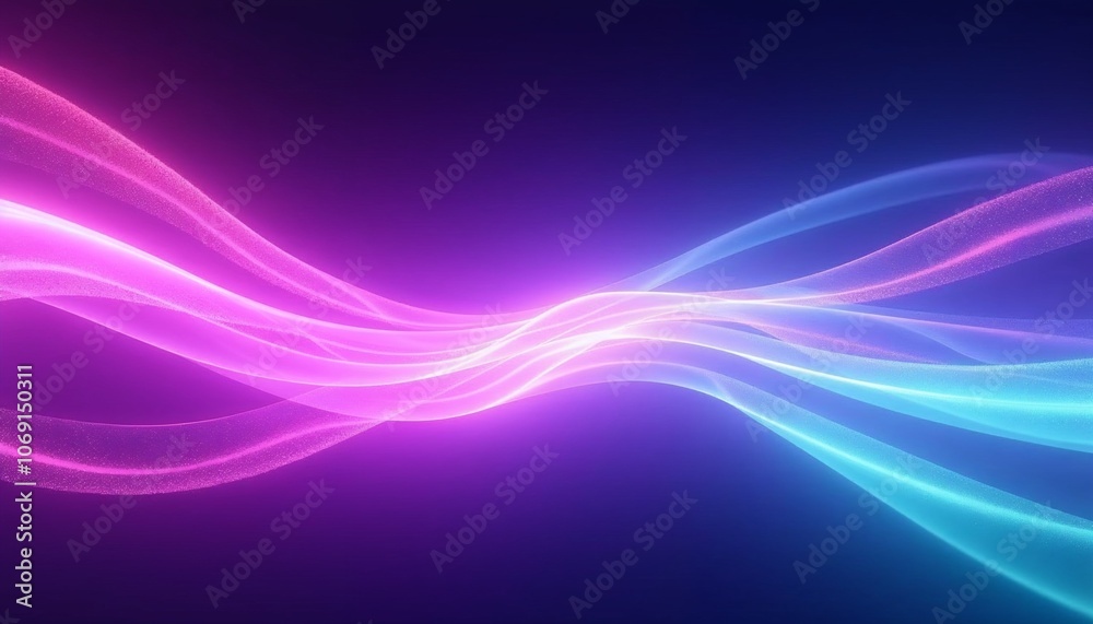 Abstract pink and blue neon light waves on dark background Abstract pink and blue neon light waves on dark background
