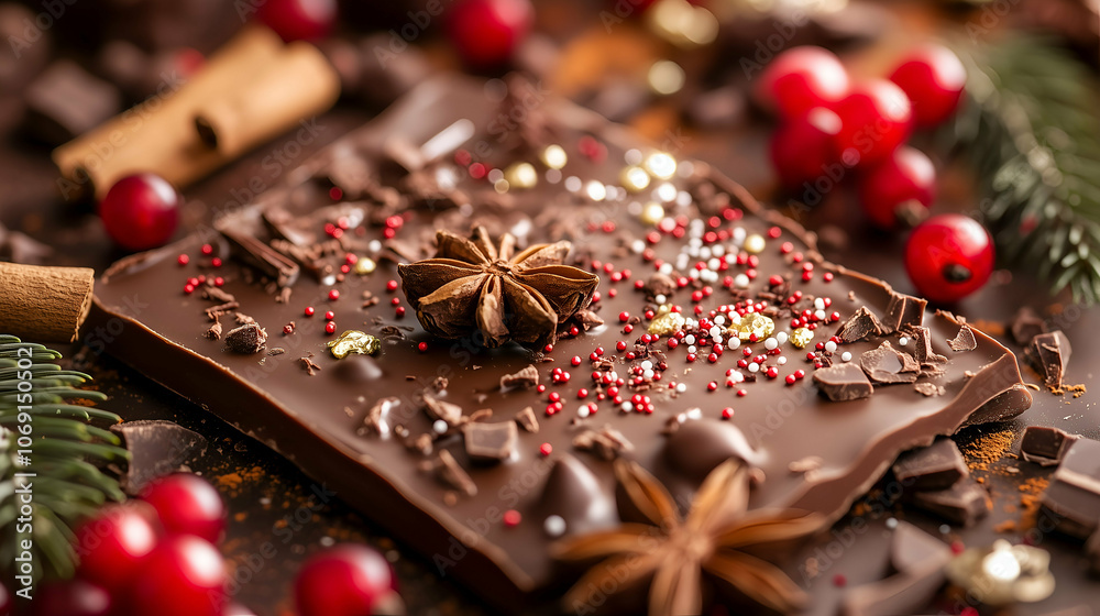 Festive Chocolate Bark with Spices and Decorative Sprinkles Festive Chocolate Bark with Spices and Decorative Sprinkles