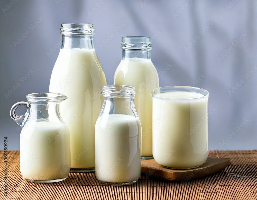 milk and milk bottles of various sizes milk and milk bottles of various sizes