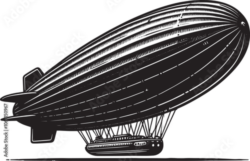 Airship silhouette vector illustration isolated on a white background