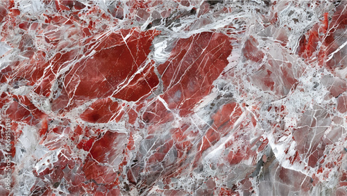 luxury red breccia marble stone showing beautiful mineral veins for interior decoration. natural breccia marble tiles for wall and floor finishing, Emperador premium glossy slab stone, close up view