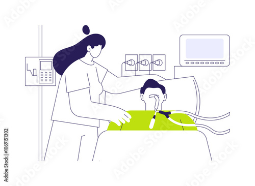 Critical care nursing abstract concept vector illustration.