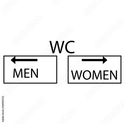 WC. Women's and men's toilet sign.