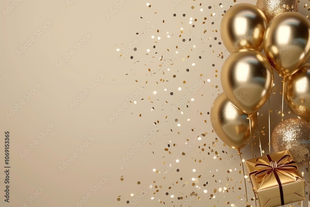Obraz premium gold balloons with boxes
