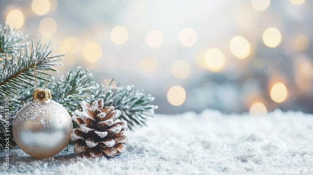 Elegant Christmas Banner Template with Bokeh Background Elegant Christmas Banner Template with Bokeh Background