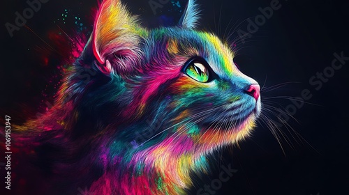 High resolution colorful cat art featuring realistic lifelike images