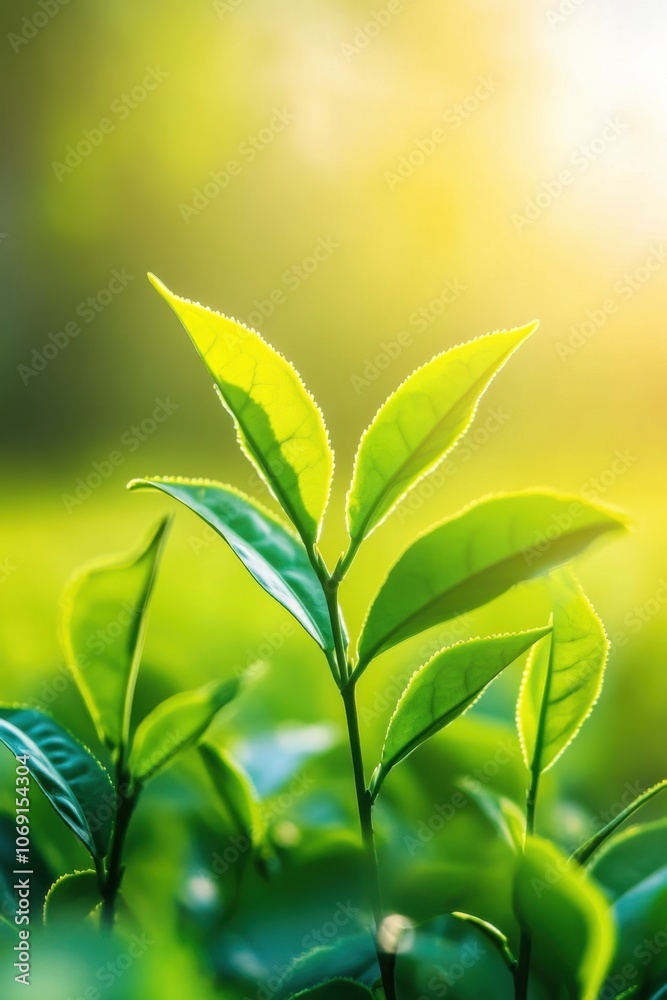 Vibrant green leaves in natural sunlight Vibrant green leaves in natural sunlight