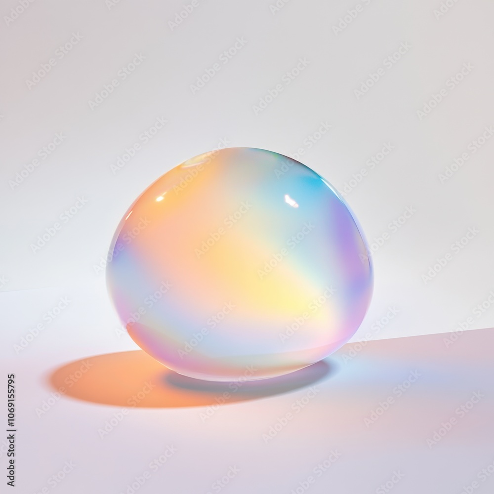 Colorful iridescent glass sphere reflecting light Colorful iridescent glass sphere reflecting light