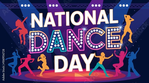 A Celebration of Dance: National Dance Day Poster with Silhouettes of Dancers