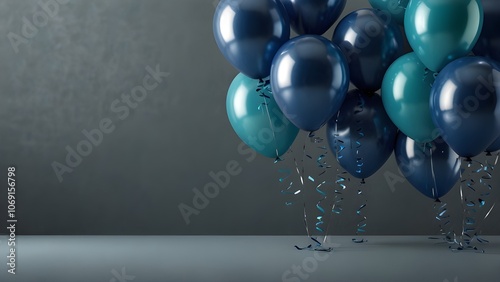 Celebration theme with festive, lovely blue balloons as the background banner photo