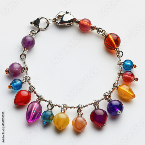 Colorful and elegant charm bracelet with vibrant glass beads