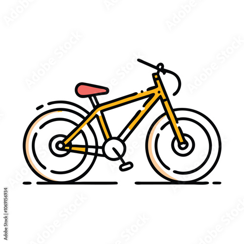 Colorful Bicycle Icon with Modern Design, Stylized illustration of a bicycle in vibrant colors, symbolizing cycling, outdoor recreation, and active lifestyle, perfect for fitness and travel themes.
