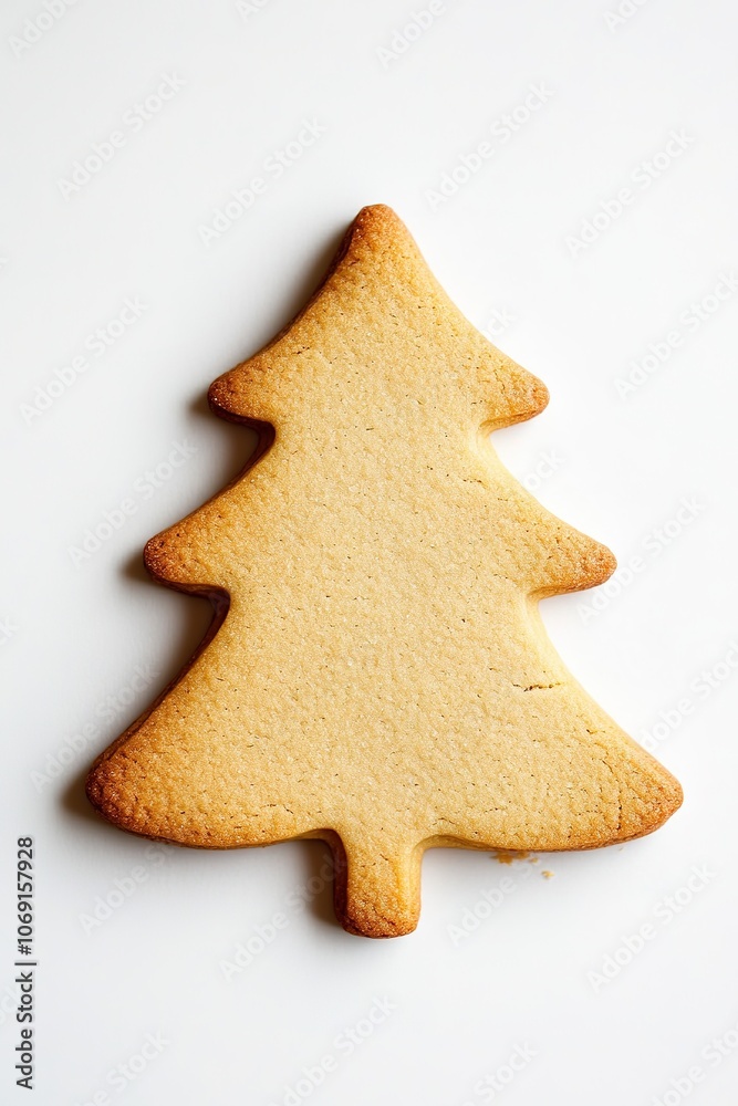 Christmas tree-shaped cookie on white background. Christmas tree-shaped cookie on white background.