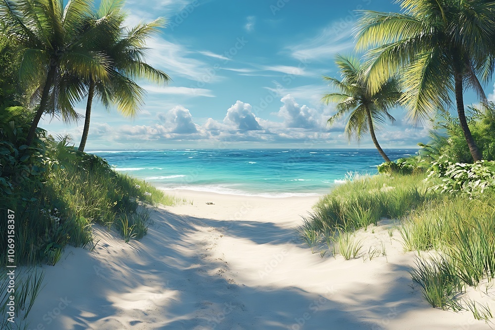 Hidden Pathway to a Tranquil Tropical Beach Hidden Pathway to a Tranquil Tropical Beach