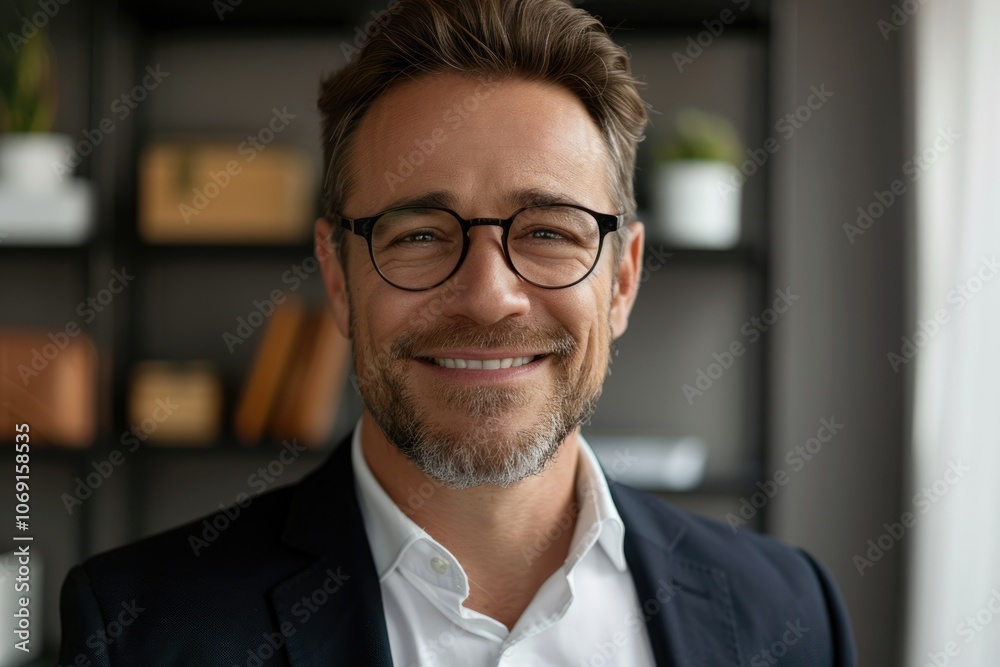 Fototapeta premium Businessman on webcam call with client communicating online confidently.