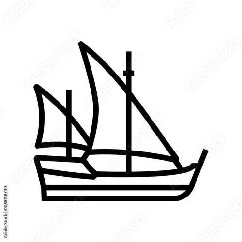 cog ancient ship line icon vector. cog ancient ship sign. isolated contour symbol black illustration