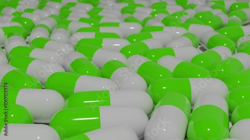 Overhead Dolly Shot of Colorful Capsules in Motion