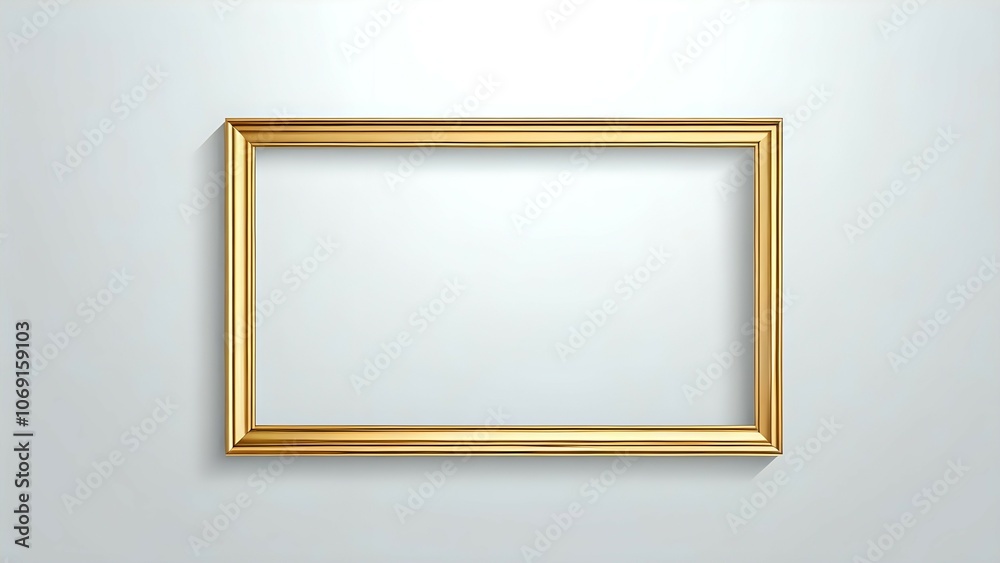 A simple, elegant golden picture frame on a white background. A simple, elegant golden picture frame on a white background.