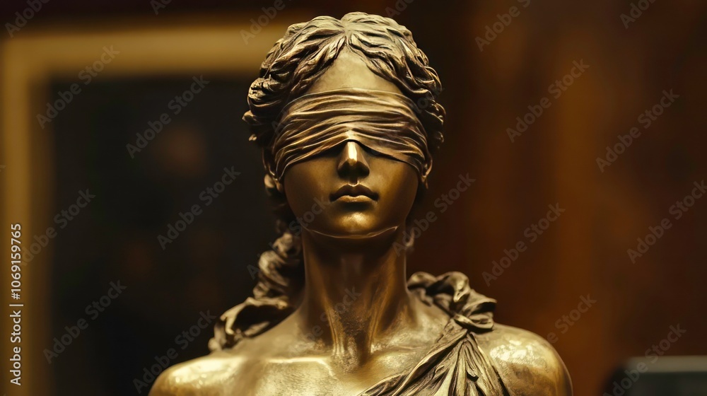 A bronze statue of a blindfolded figure, symbolizing justice and impartiality. A bronze statue of a blindfolded figure, symbolizing justice and impartiality.