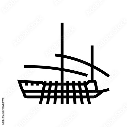 galleon ancient ship line icon vector. galleon ancient ship sign. isolated contour symbol black illustration
