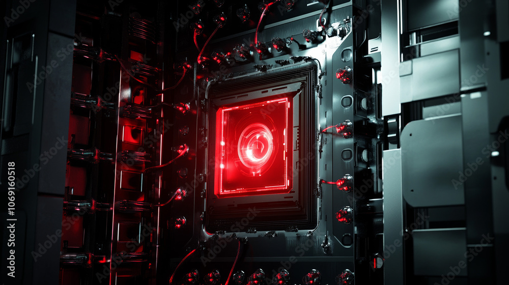 Quantum-Resistant TPM: Red Glow 3D Rendering Quantum-Resistant TPM: Red Glow 3D Rendering