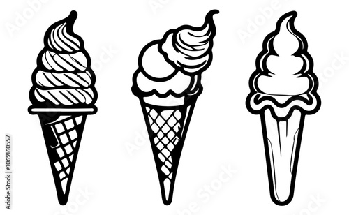 Ice Cream silhouette collection isolated on white background