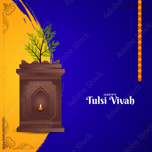 Happy Tulsi Vivah traditional Indian festival background