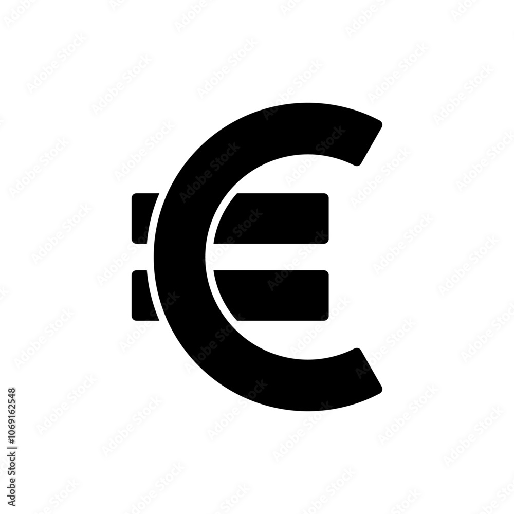 Euro money simple icon. Flat design. White background Euro money simple icon. Flat design. White background