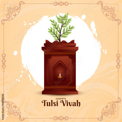 Happy Tulsi Vivah Indian festival celebration elegant background