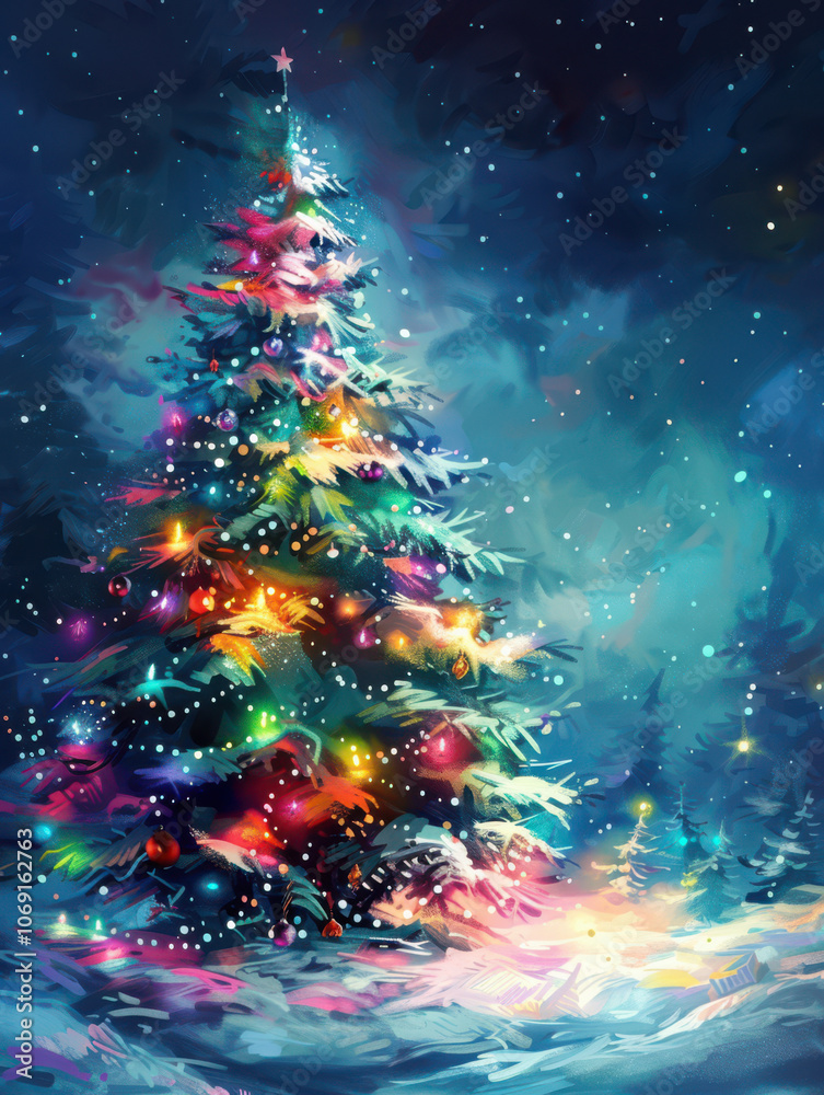 Enchanted Christmas Tree by the Frozen Lake