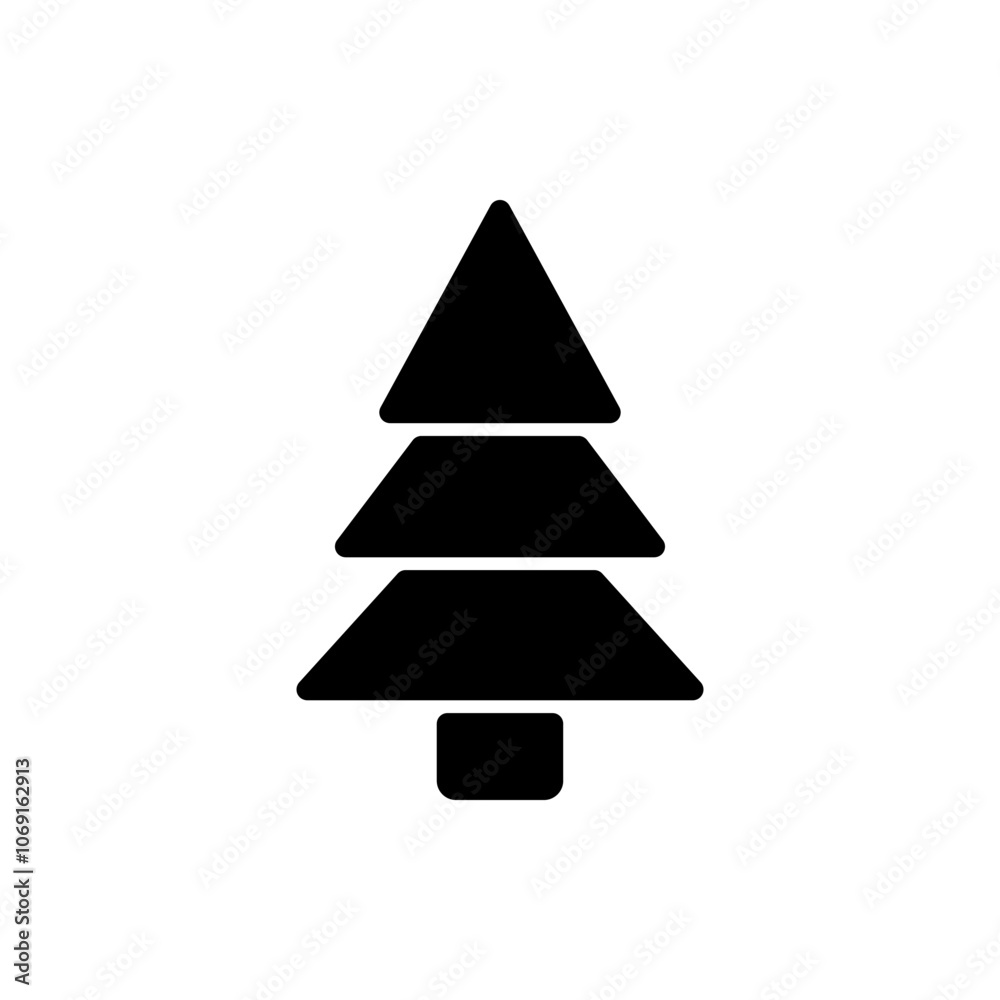 Fototapeta premium Christmas tree simple icon vector. Flat design. White background