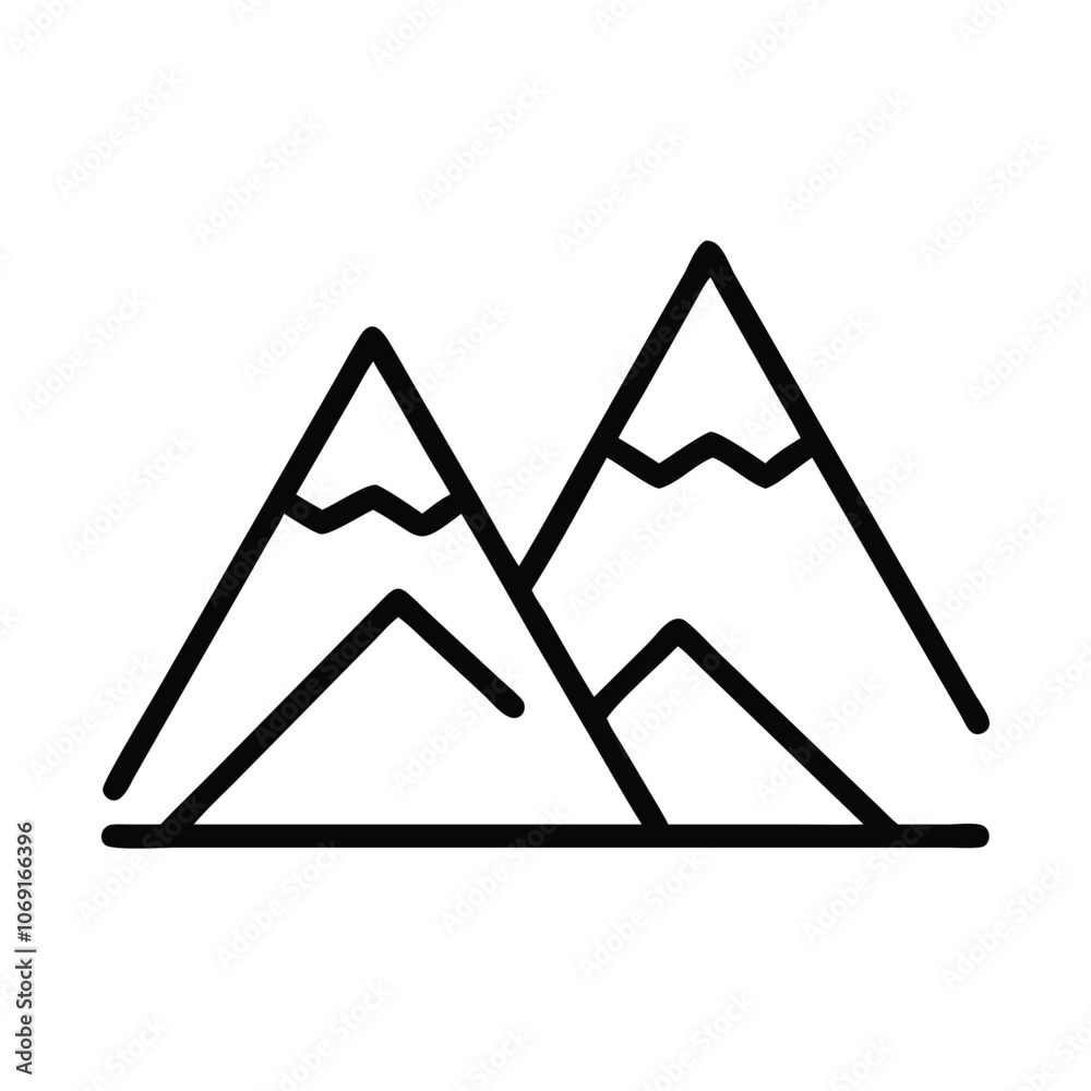 Mountain Outline Icon for Adventure and Outdoors, Minimalist black outline of a mountain range, representing nature, exploration, and adventure, ideal for outdoor, travel, and hiking themes.
Mountain Outline Icon for Adventure and Outdoors, Minimalist black outline of a mountain range, representing nature, exploration, and adventure, ideal for outdoor, travel, and hiking themes.