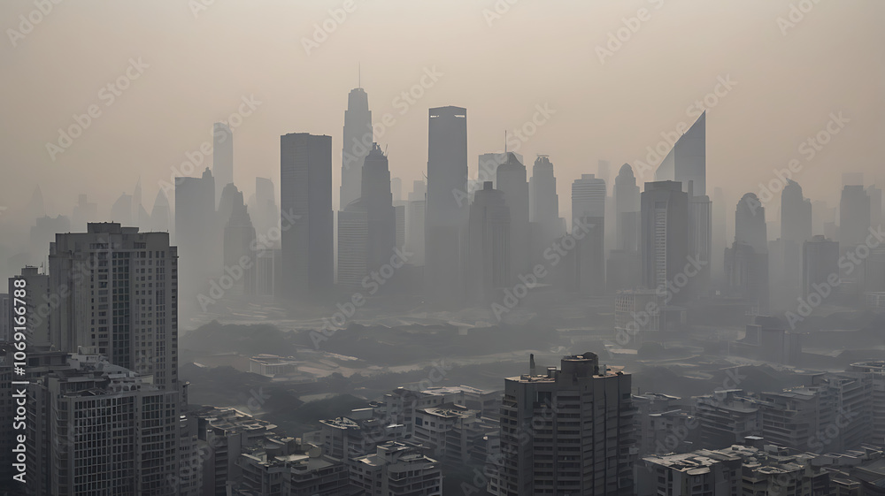 Fototapeta premium A city skyline obscured