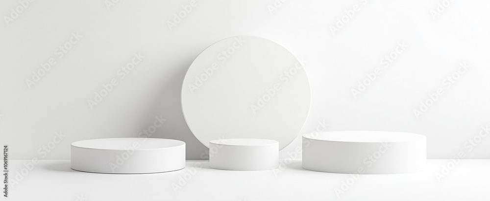 Minimalist White Podiums for Elegant Product Display and Visual Presentation : Generative AI Minimalist White Podiums for Elegant Product Display and Visual Presentation : Generative AI