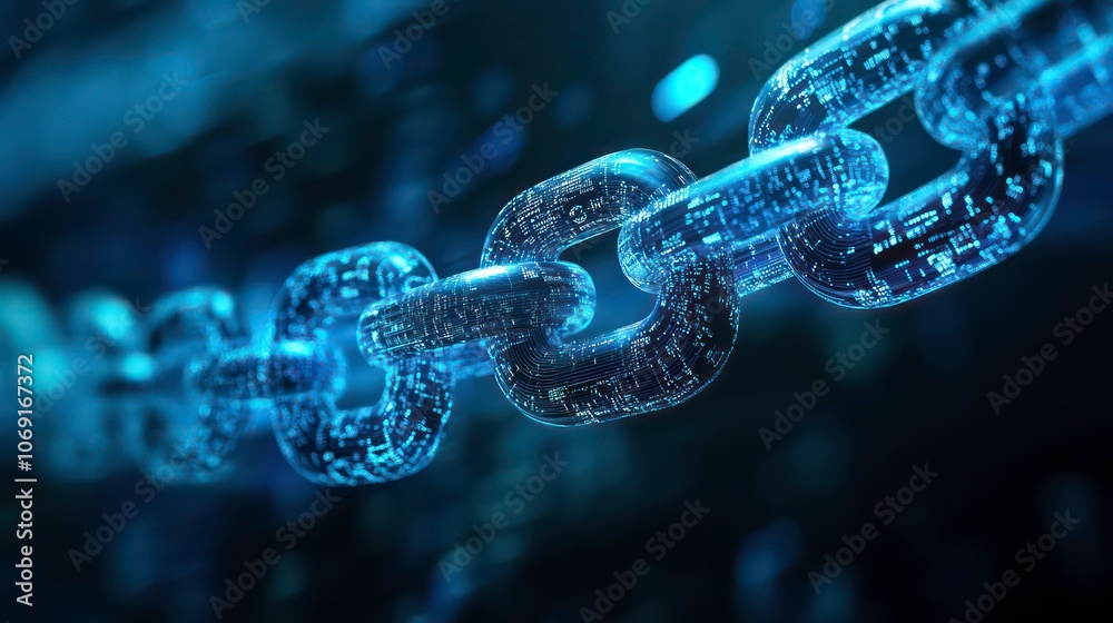 A digital representation of a chain, symbolizing connectivity and blockchain technology. A digital representation of a chain, symbolizing connectivity and blockchain technology.