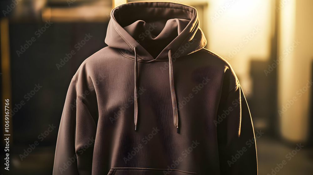 Hoodie Mockup - A close-up of a plain hoodie on a blurred background, highlighting its texture and style. Hoodie Mockup - A close-up of a plain hoodie on a blurred background, highlighting its texture and style.