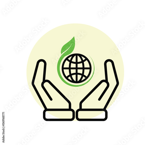 sustainable icon. save sustainably. with reuse, recycling, renewal for carbon reduction, net zero, green energy. mixed design style. vector illustration