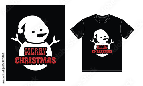 a t shirt that says merry christmas with a snowman on it