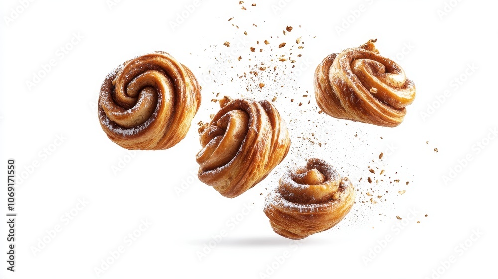 Floating Cinnamon Rolls with Crumbs Floating Cinnamon Rolls with Crumbs