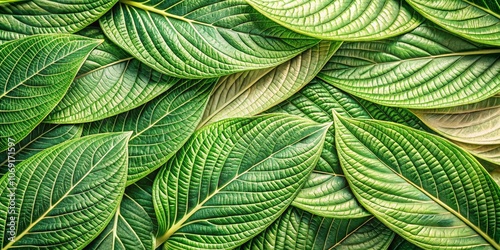 Green Veined Leaves Close Up - Natural Texture, Floral, Botanical, Nature, Pattern