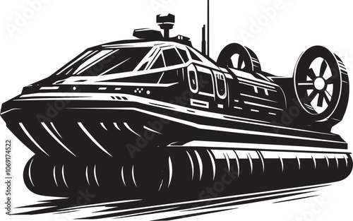 Hovercraft silhouette vector illustration isolated on a white background