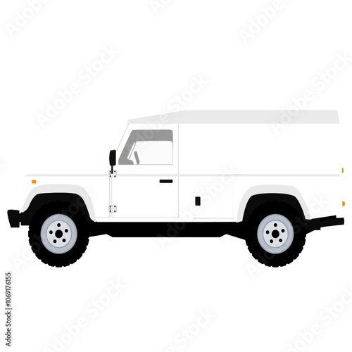 White SUV commercial van , cargo van truck 