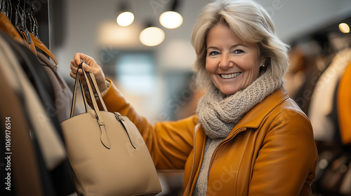 Woman Making Leather Handbags, Showcasing Her Craft and Bag