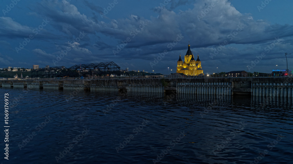 Fototapeta premium The cathedral. View from the Volga River