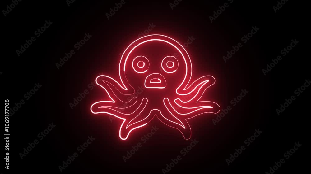 glowing neon food icon isolated on black background. HD video motion graphic animation glowing neon food icon isolated on black background. HD video motion graphic animation