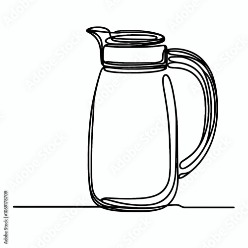 Single-line drawing of a glass pitcher in minimalist style