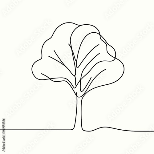 Minimalist one-line drawing of a tree photo