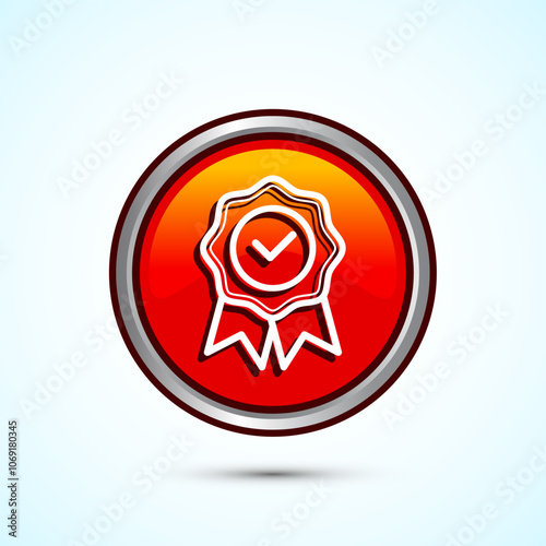 Warranty icon design, Warranty badge, Approval icon sign, Orange Color Round Button Design