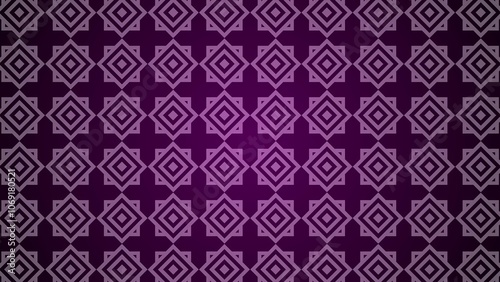 Background illustration with layered geometric square patterns arranged symmetrically on a purple base color.